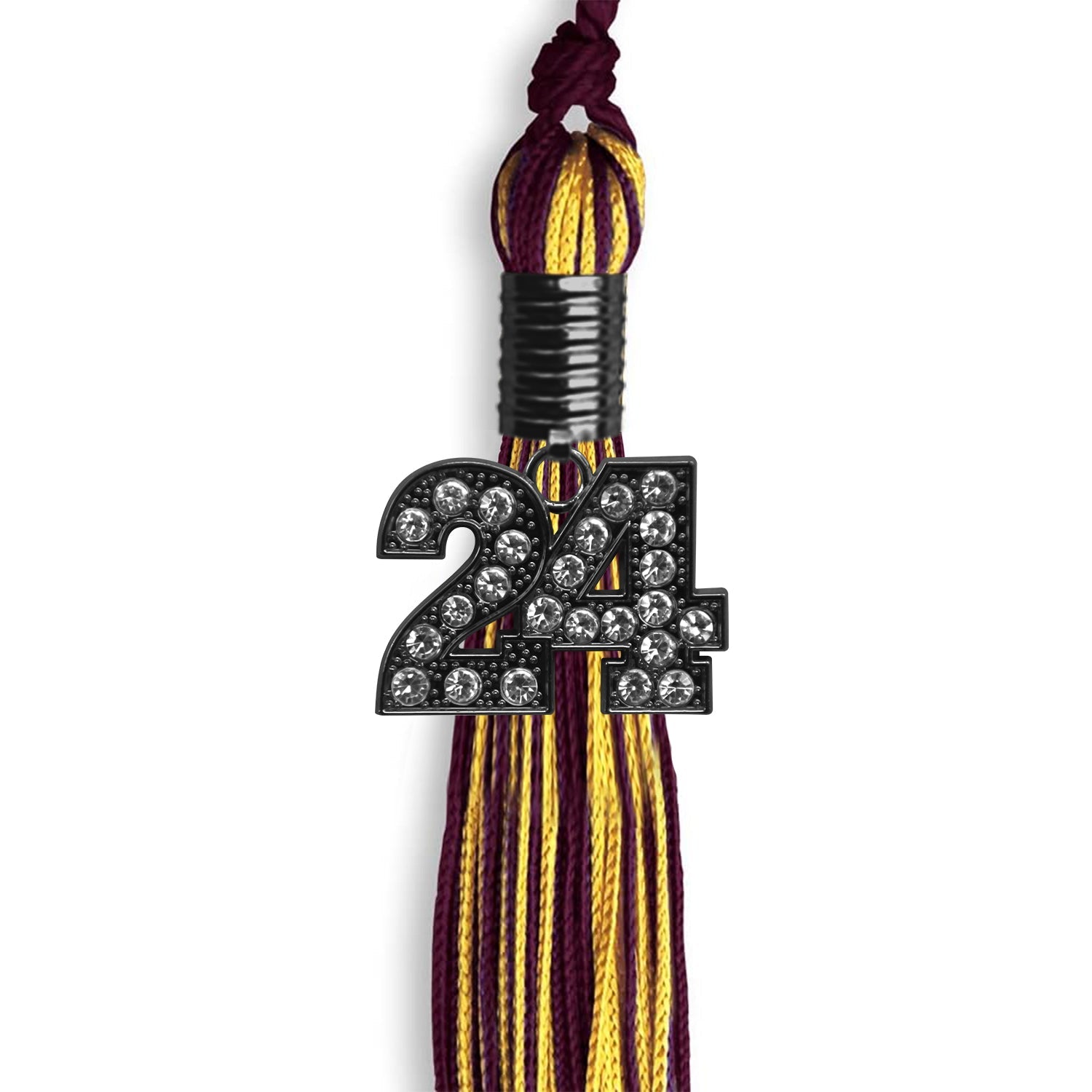 Maroon/Gold Mixed Color Graduation Tassel With Black Date Drop - Endea Graduation