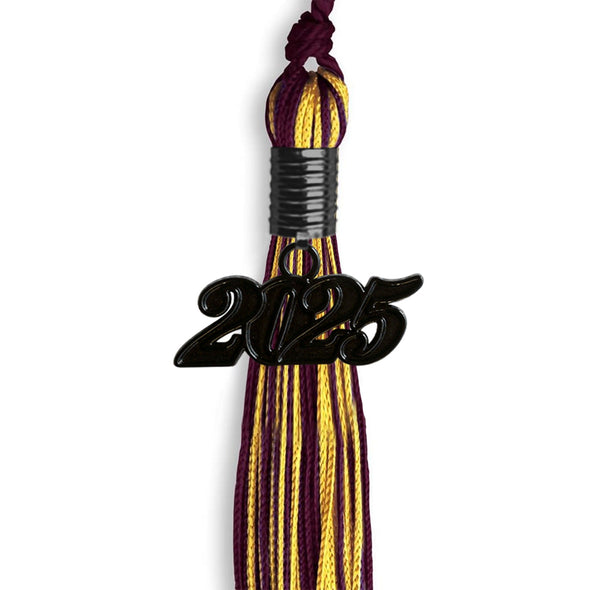 Maroon/Gold Mixed Color Graduation Tassel With Black Date Drop - Endea Graduation