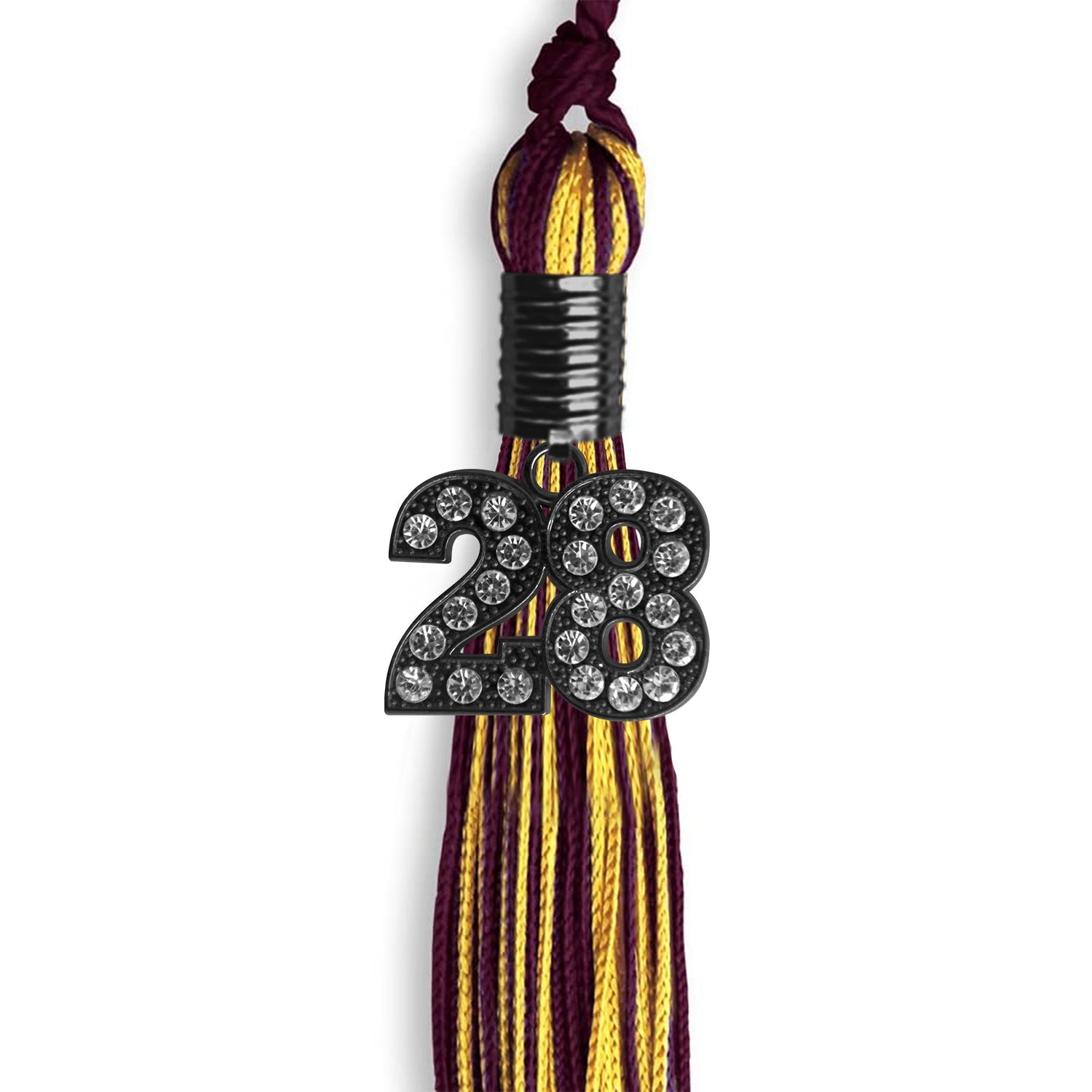 Maroon/Gold Mixed Color Graduation Tassel With Black Date Drop - Endea Graduation