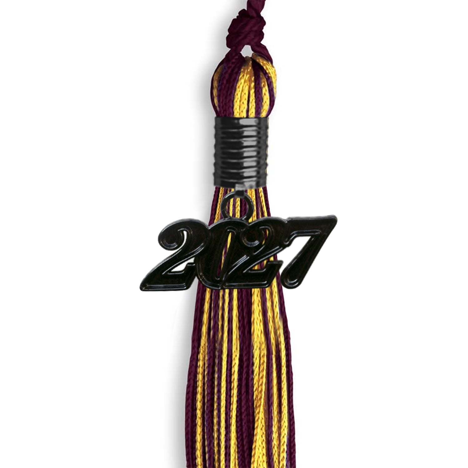 Maroon/Gold Mixed Color Graduation Tassel With Black Date Drop - Endea Graduation