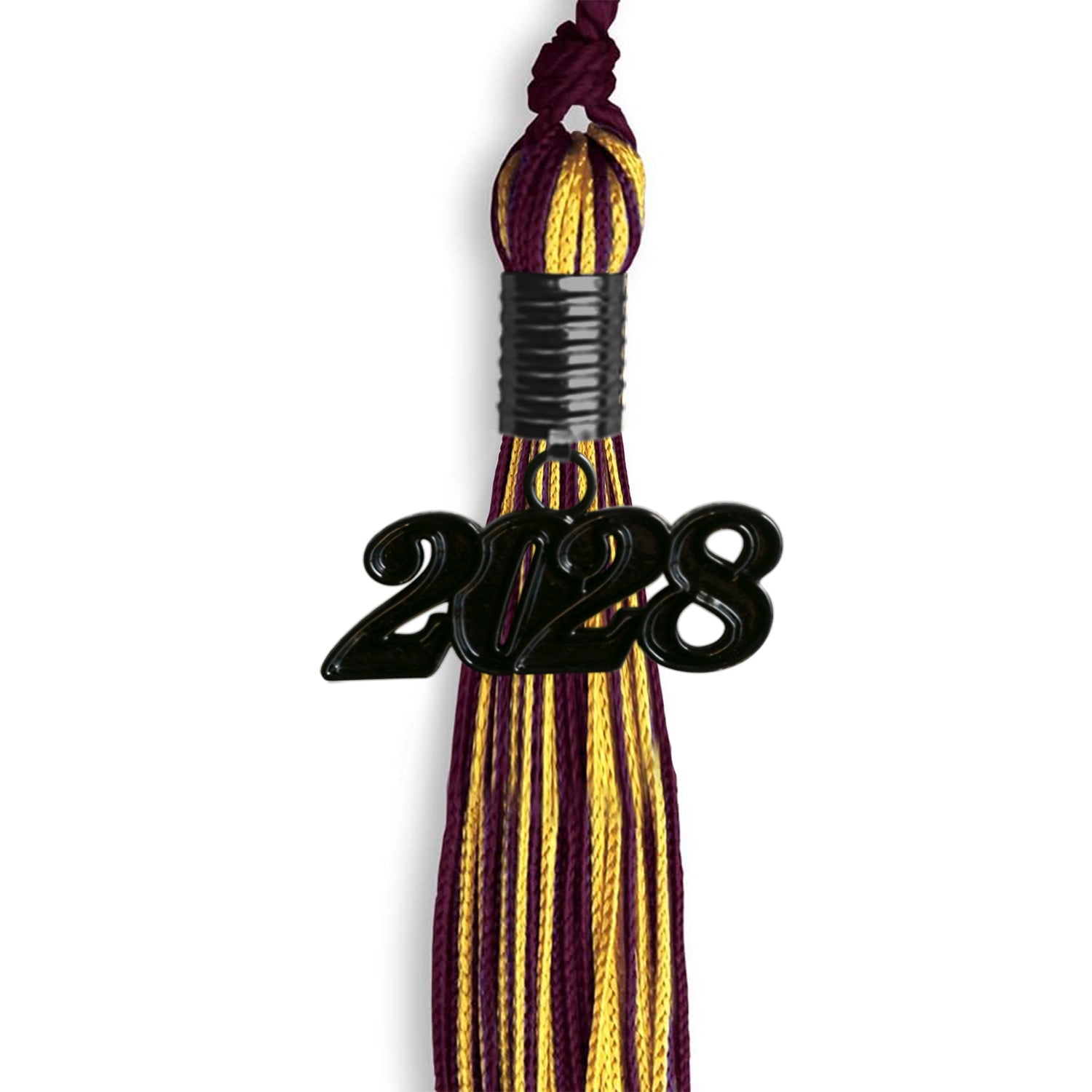 Maroon/Gold Mixed Color Graduation Tassel With Black Date Drop - Endea Graduation