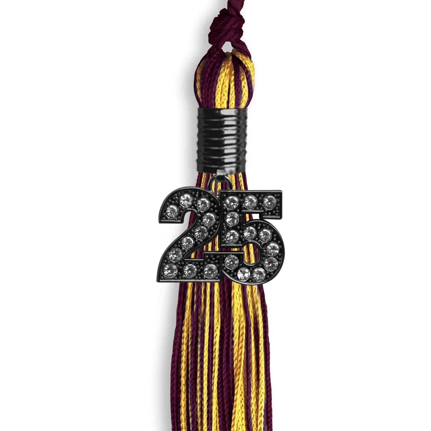 Maroon/Gold Mixed Color Graduation Tassel With Black Date Drop - Endea Graduation