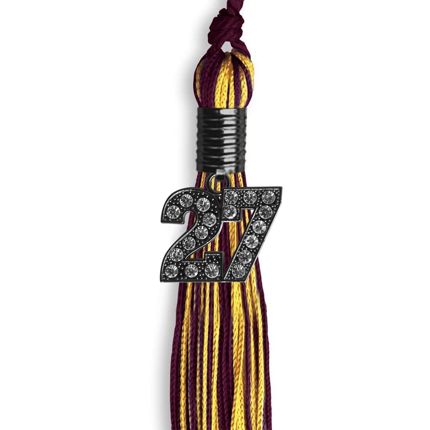 Maroon/Gold Mixed Color Graduation Tassel With Black Date Drop - Endea Graduation