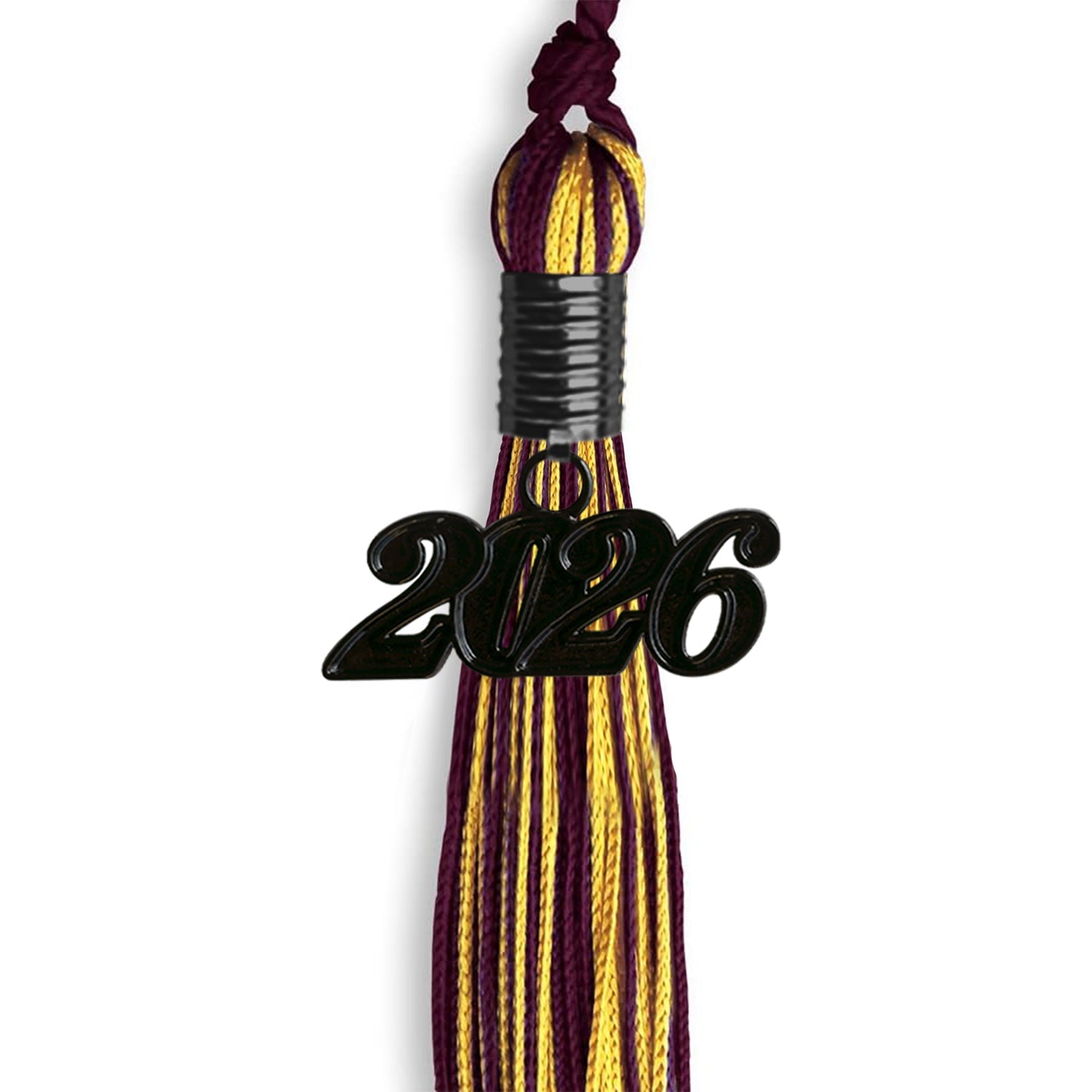 Maroon/Gold Mixed Color Graduation Tassel With Black Date Drop - Endea Graduation