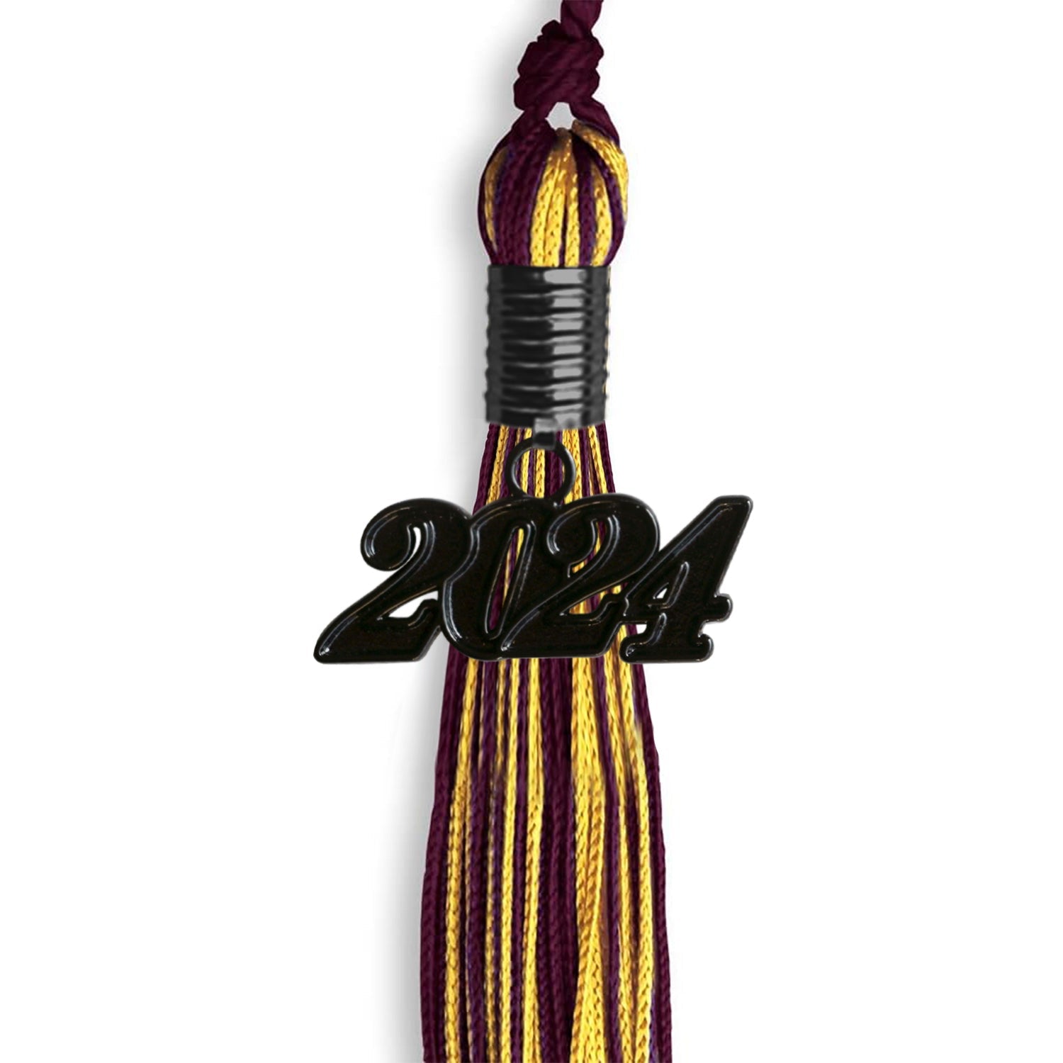 Maroon/Gold Mixed Color Graduation Tassel With Black Date Drop - Endea Graduation