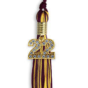 Maroon/Gold Mixed Color Graduation Tassel With Gold Date Drop - Endea Graduation