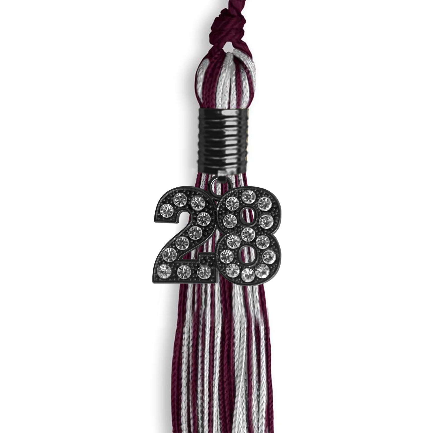 Maroon/Silver Mixed Color Graduation Tassel With Black Date Drop - Endea Graduation