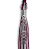 Maroon/Silver Mixed Color Graduation Tassel With Stacked Silver Date Drop - Endea Graduation