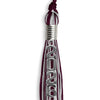 Maroon/Silver Mixed Color Graduation Tassel With Stacked Silver Date Drop - Endea Graduation