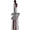 Maroon/Silver/White Mixed Color Graduation Tassel With Silver Date Drop - Endea Graduation