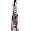 Maroon/White Mixed Color Graduation Tassel With Stacked Silver Date Drop - Endea Graduation