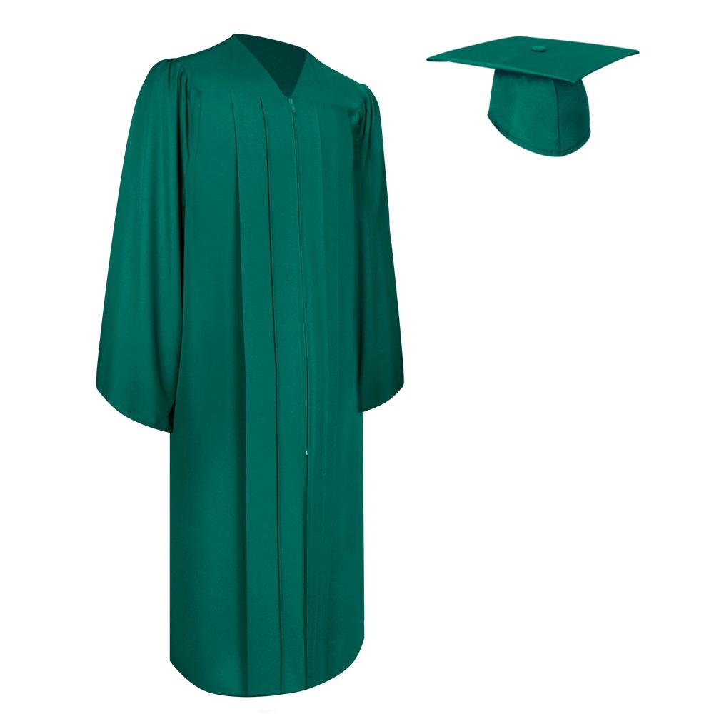 Matte Emerald Green Graduation Gown & Cap - Endea Graduation