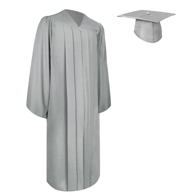 Matte Silver Graduation Gown & Cap - Endea Graduation