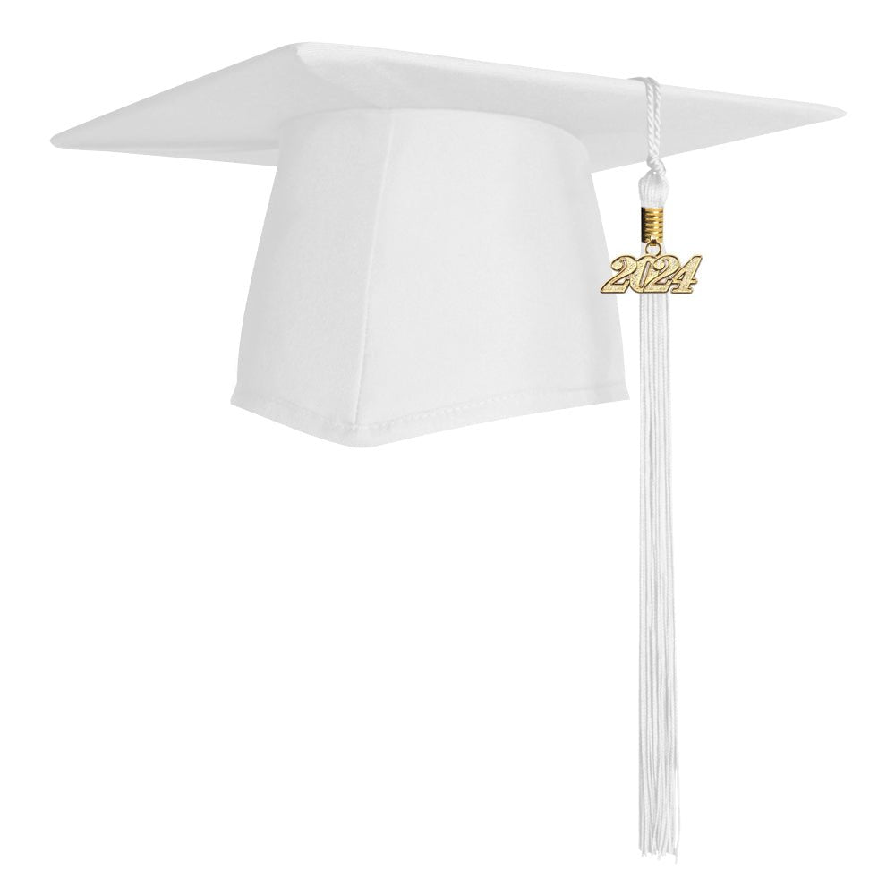 Matte White Graduation Cap & Tassel - Endea Graduation