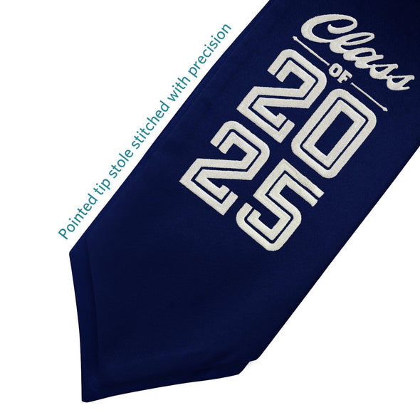Navy Blue Class of 2025 Graduation Stole/Sash With Classic Tips - Endea Graduation