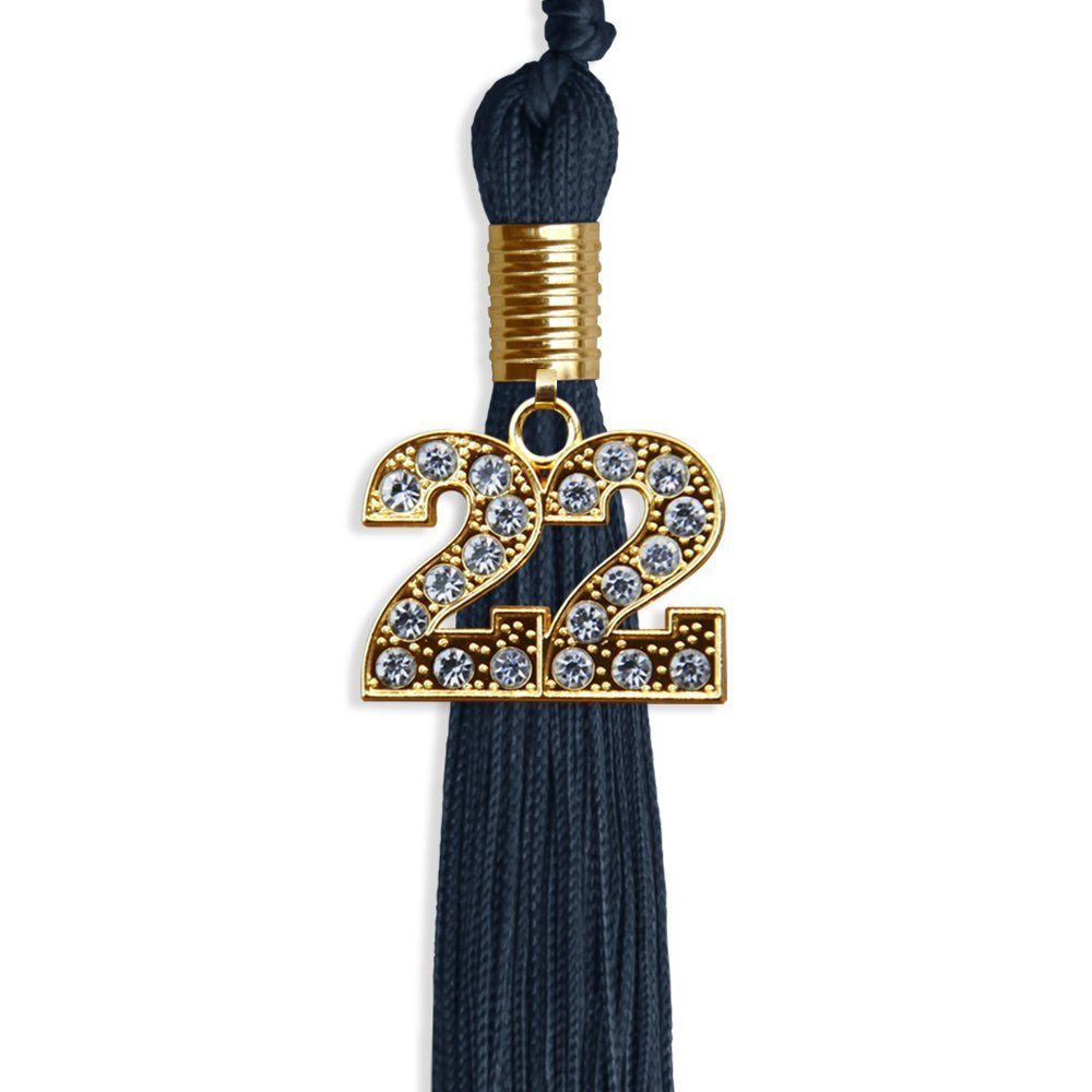 Navy Blue Graduation Tassel With Gold Date Drop - Endea Graduation