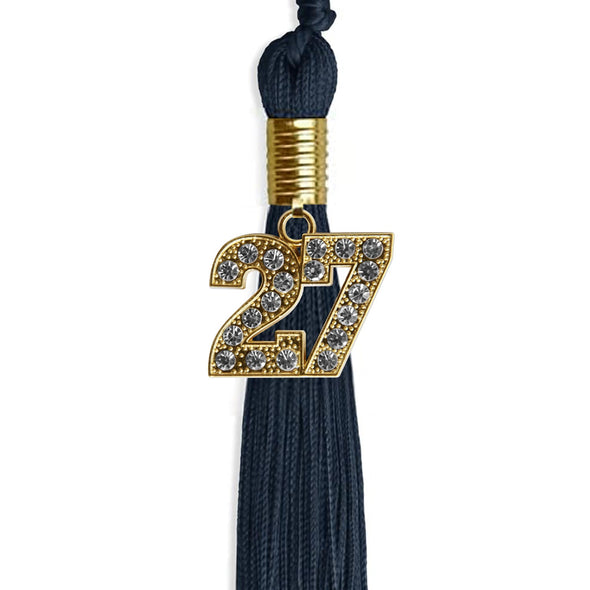 Navy Blue Graduation Tassel With Gold Date Drop - Endea Graduation