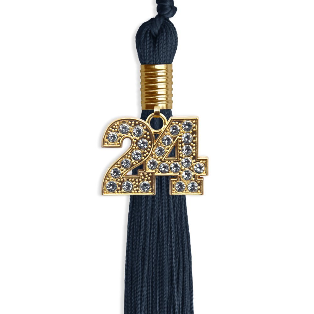 Navy Blue Graduation Tassel With Gold Date Drop - Endea Graduation