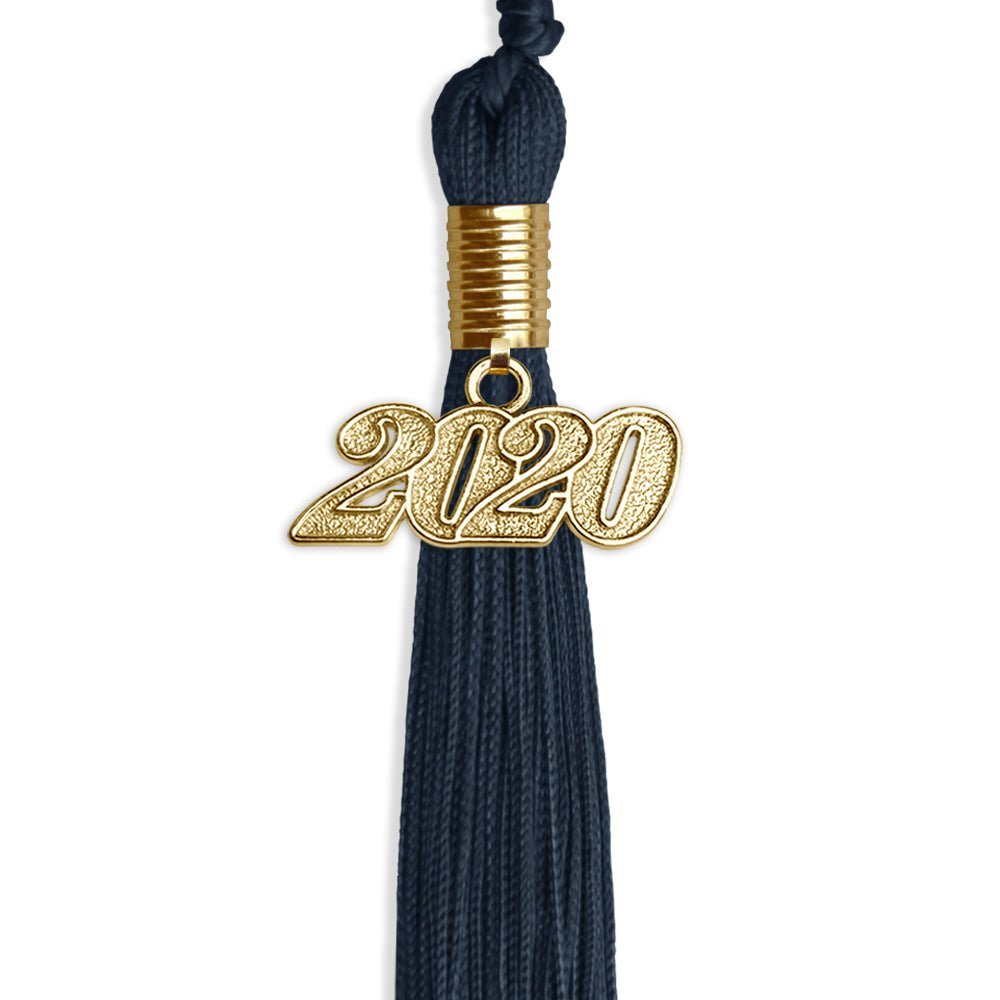 Navy Blue Graduation Tassel With Gold Date Drop - Endea Graduation