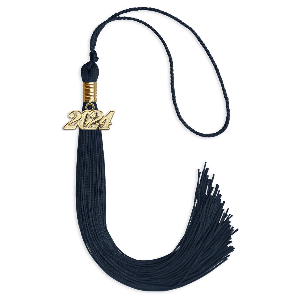 Navy Blue Graduation Tassel With Gold Date Drop - Endea Graduation