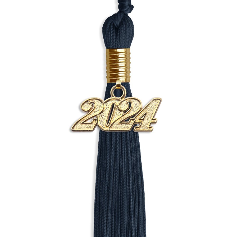 Navy Blue Graduation Tassel With Gold Date Drop - Endea Graduation