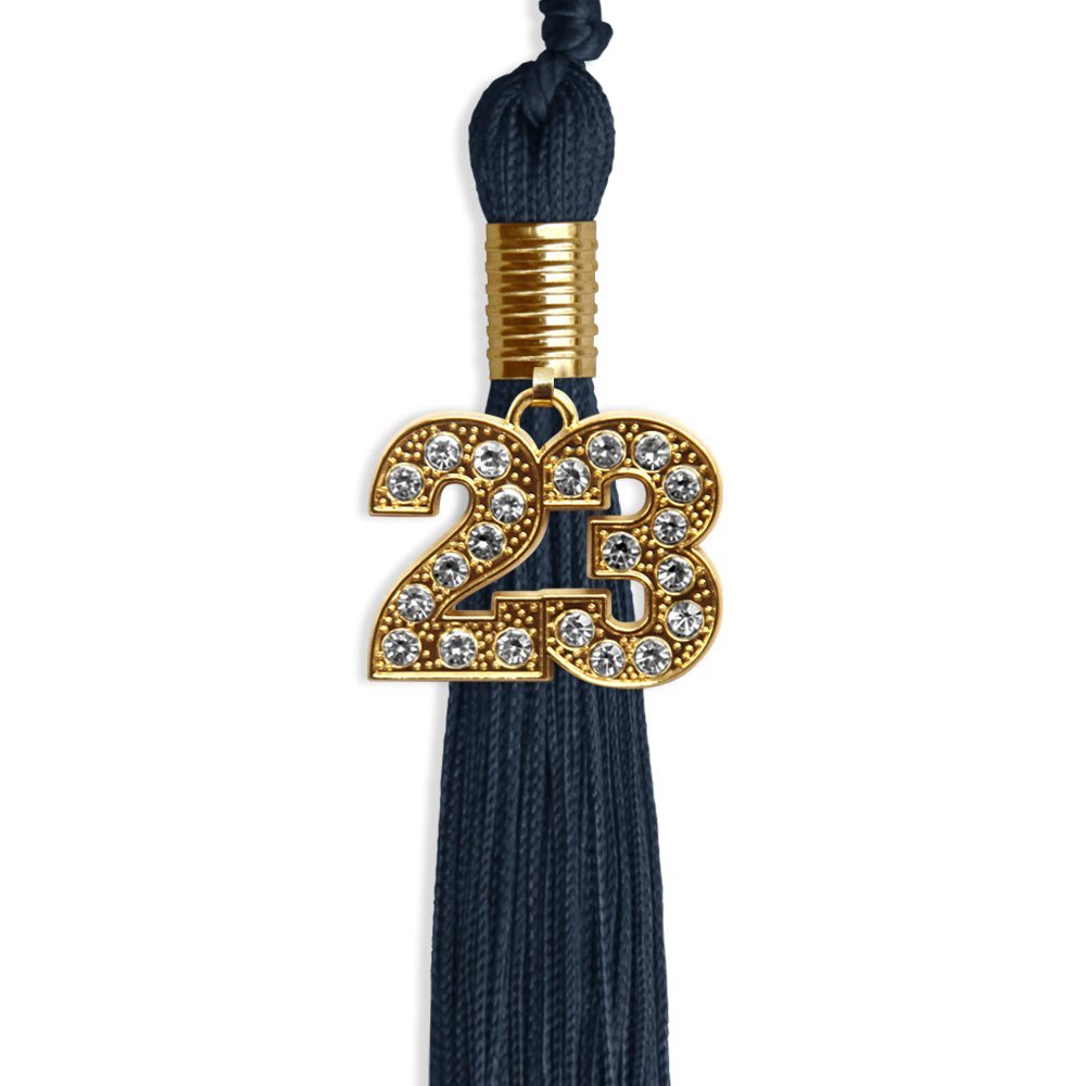 Navy Blue Graduation Tassel With Gold Date Drop - Endea Graduation