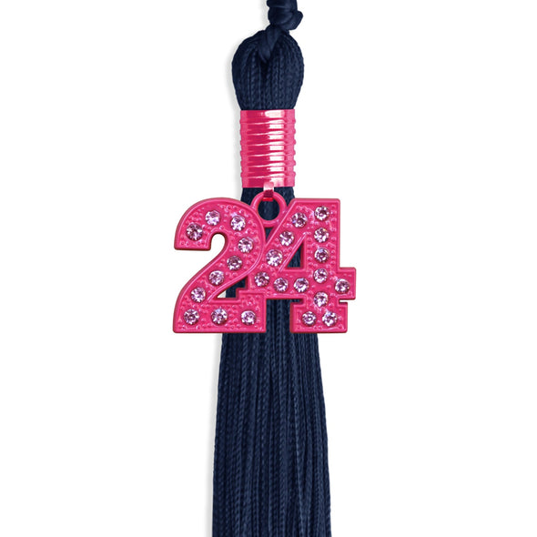 Navy Blue Graduation Tassel With Pink Bling Charm 2024 - Endea Graduation