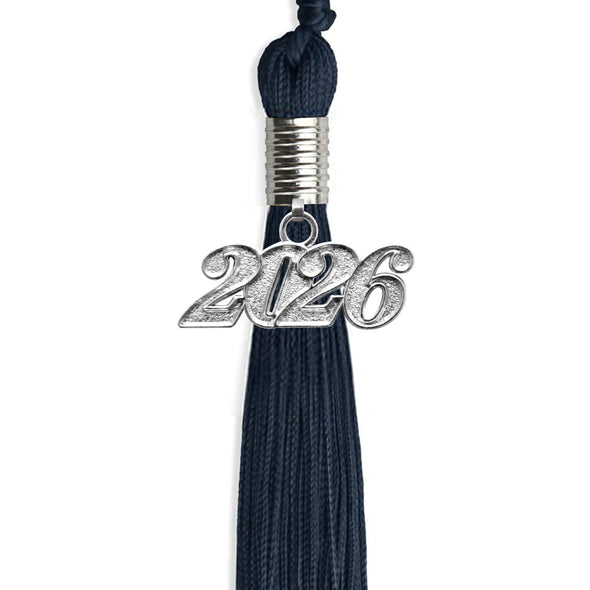 Navy Blue Graduation Tassel With Silver Date Drop - Endea Graduation