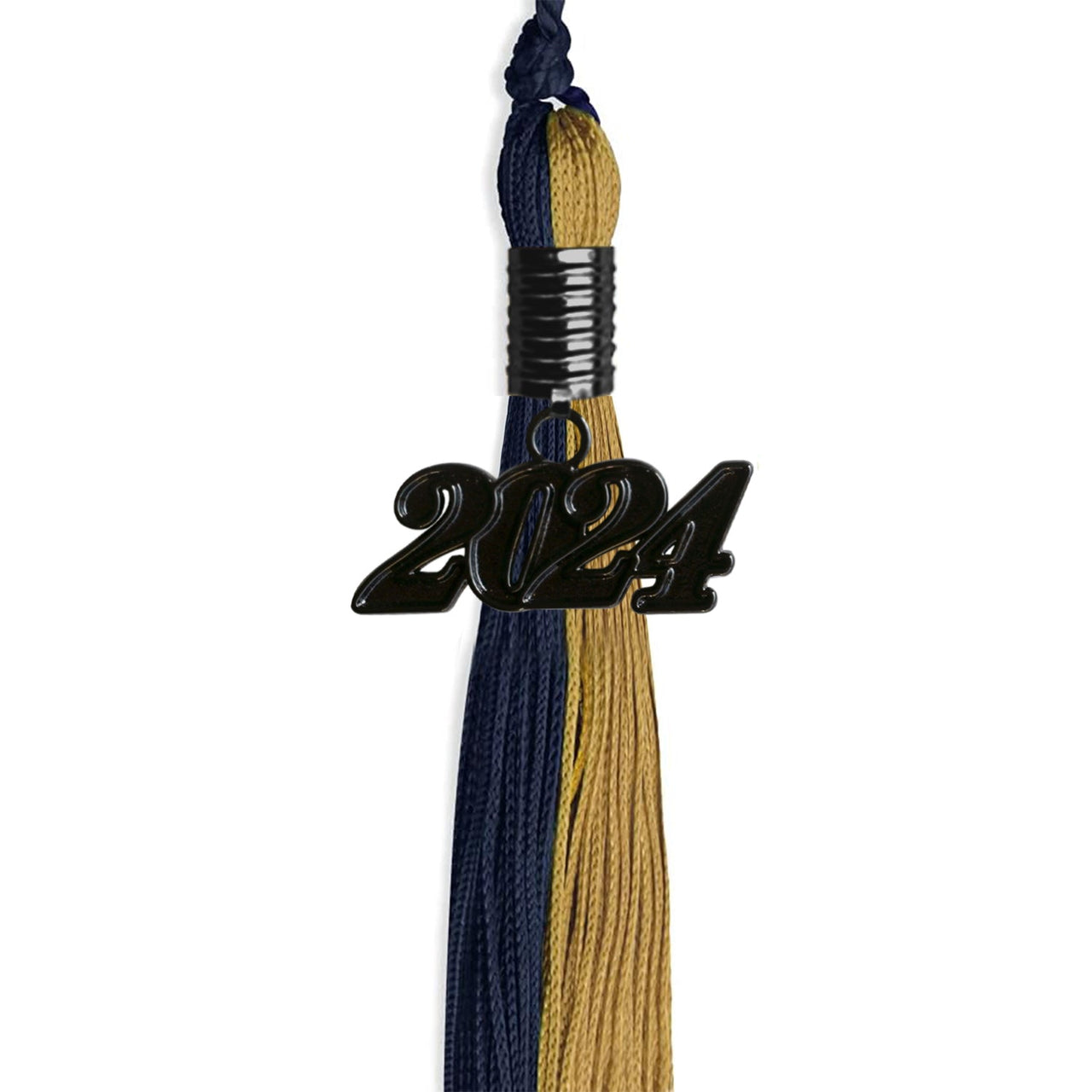 Navy Blue/Antique Gold Graduation Tassel With Black Date Drop - Endea Graduation