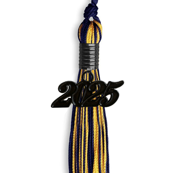Navy Blue/Gold Mixed Color Graduation Tassel With Black Date Drop - Endea Graduation
