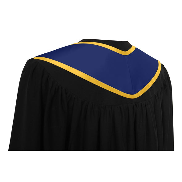 Navy Blue/Gold Plain Graduation Stole With Trim Color & Angled End - Endea Graduation
