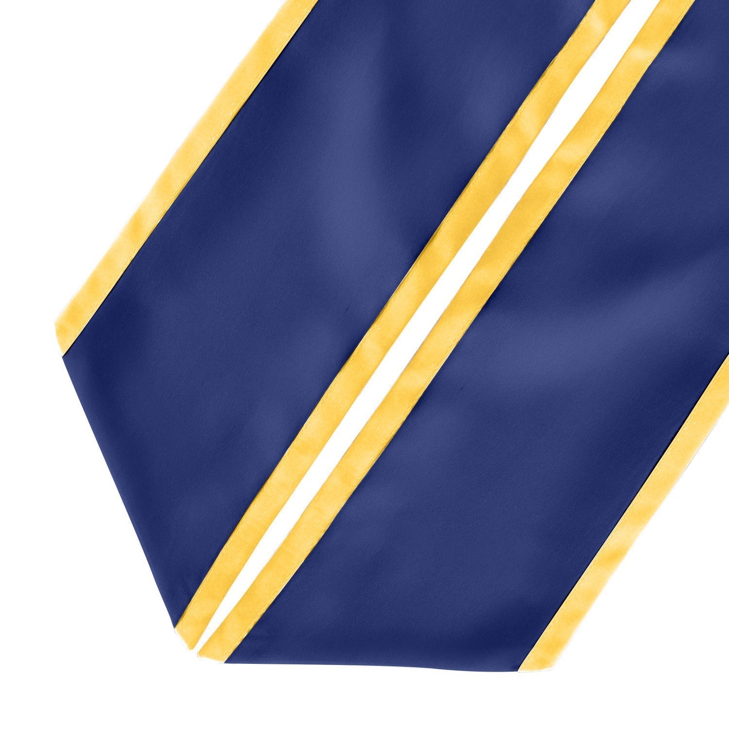 Navy Blue/Gold Plain Graduation Stole With Trim Color & Angled End - Endea Graduation