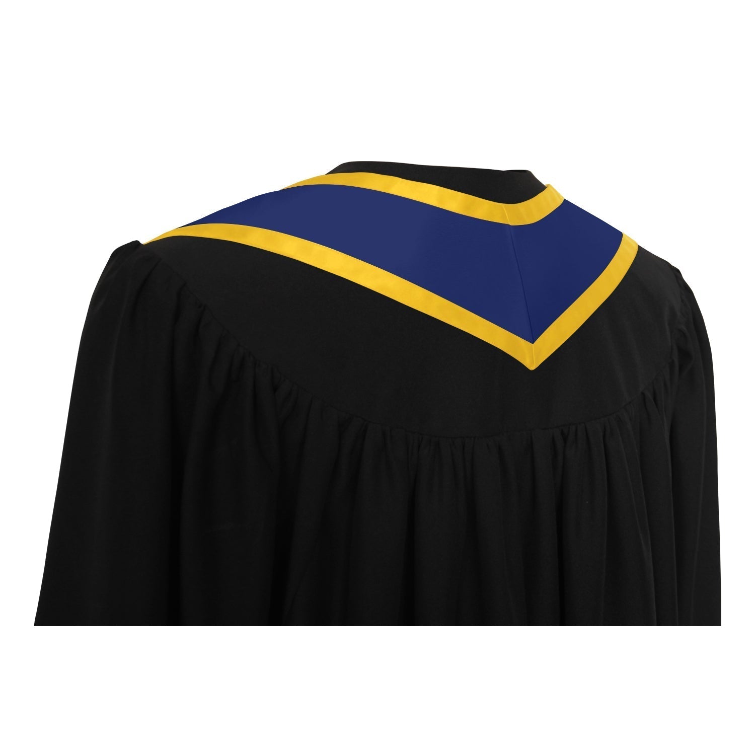 Navy Blue/Gold Plain Graduation Stole With Trim Color & Classic End - Endea Graduation