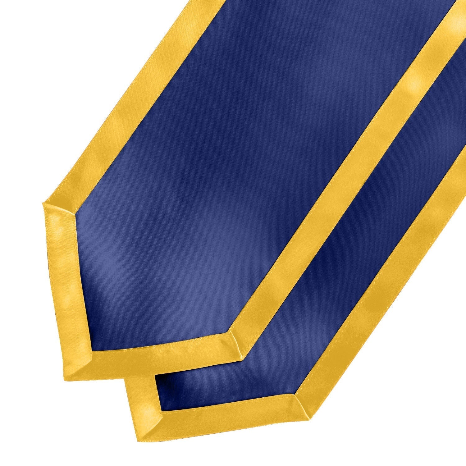 Navy Blue/Gold Plain Graduation Stole With Trim Color & Classic End - Endea Graduation