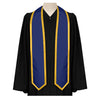 Navy Blue/Gold Plain Graduation Stole With Trim Color & Classic End - Endea Graduation