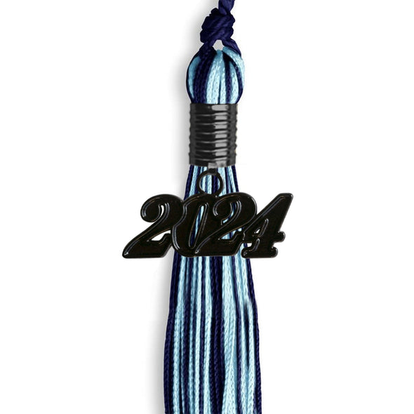 Navy Blue/Light Blue Mixed Color Graduation Tassel With Black Date Drop - Endea Graduation