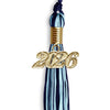 Navy Blue/Light Blue Mixed Color Graduation Tassel With Gold Date Drop - Endea Graduation
