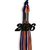 Navy Blue/Orange Mixed Color Graduation Tassel With Black Date Drop - Endea Graduation