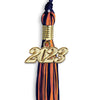 Navy Blue/Orange Mixed Color Graduation Tassel With Gold Date Drop - Endea Graduation