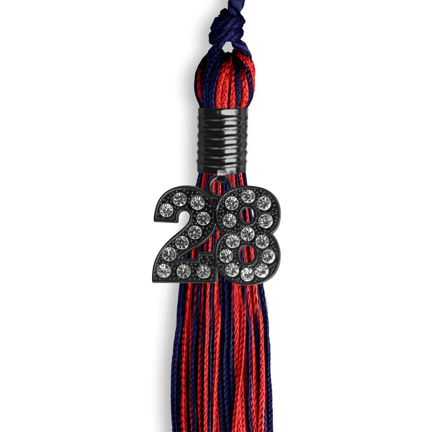 Navy Blue/Red Mixed Color Graduation Tassel With Black Date Drop - Endea Graduation