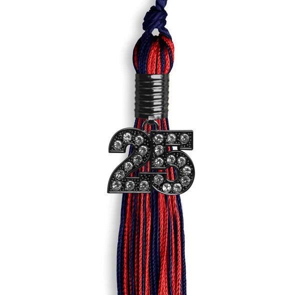 Navy Blue/Red Mixed Color Graduation Tassel With Black Date Drop - Endea Graduation