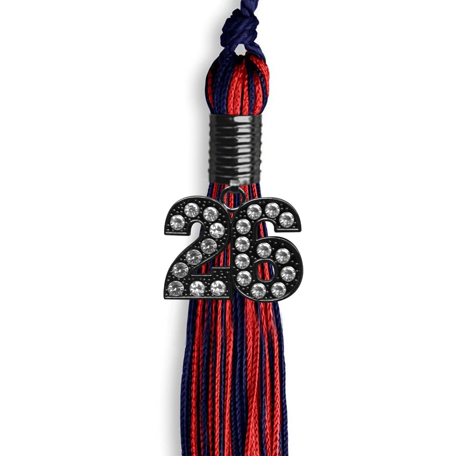 Navy Blue/Red Mixed Color Graduation Tassel With Black Date Drop - Endea Graduation