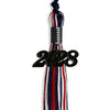 Navy Blue/Red/White Mixed Color Graduation Tassel With Black Date Drop - Endea Graduation