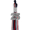 Navy Blue/Red/White Mixed Color Graduation Tassel With Silver Date Drop - Endea Graduation