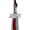 Navy Blue/Red/White Mixed Color Graduation Tassel With Silver Date Drop - Endea Graduation