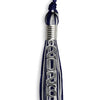 Navy Blue/Silver Mixed Color Graduation Tassel With Stacked Silver Date Drop - Endea Graduation