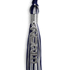 Navy Blue/Silver Mixed Color Graduation Tassel With Stacked Silver Date Drop - Endea Graduation