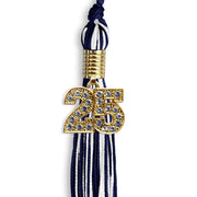 Navy Blue/White Mixed Color Graduation Tassel With Gold Date Drop - Endea Graduation