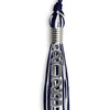 Navy Blue/White Mixed Color Graduation Tassel With Stacked Silver Date Drop - Endea Graduation