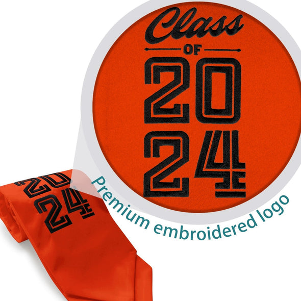 Orange Class of 2024 Graduation Stole/Sash With Classic Tips - Endea Graduation